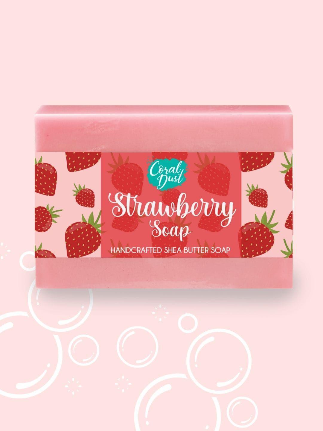 coral dust strawberry handcrafted shea butter bath soap - 100 g