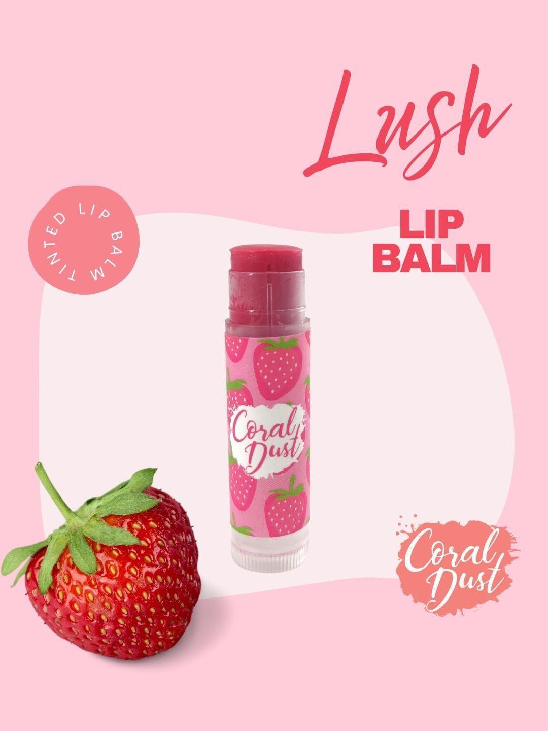 coral dust tinted lipbalm with almond oil & shea butter 5 g - strawberry