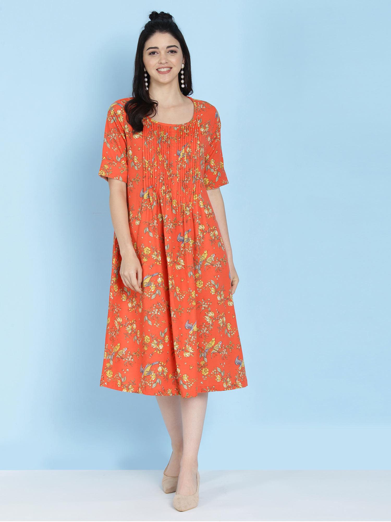 coral floral dress