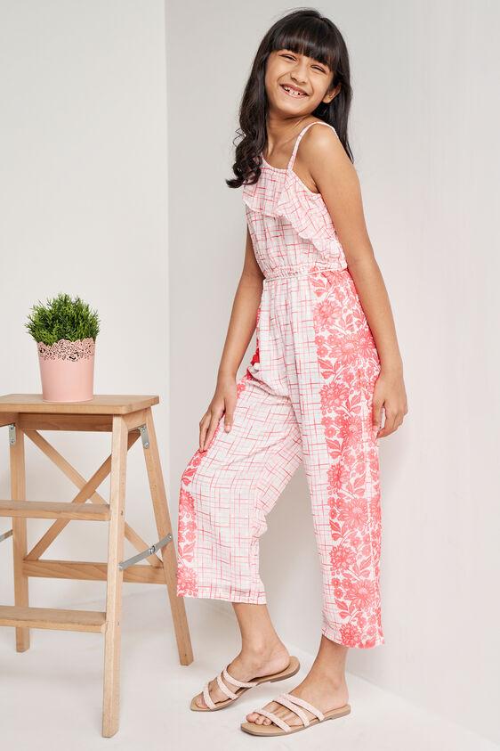 coral floral tassel straight jumpsuit