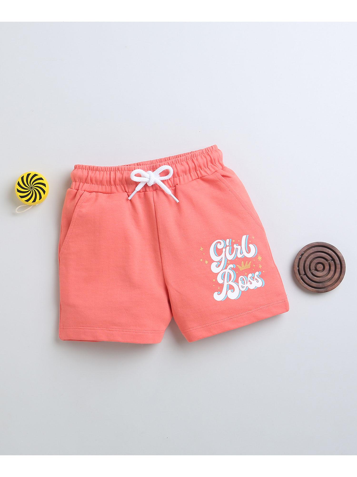 coral girls graphic shorts