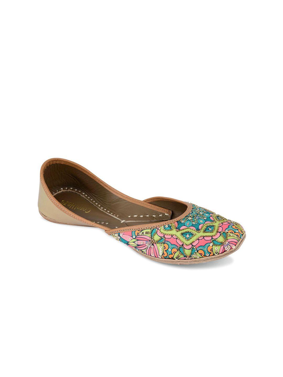 coral haze women multicoloured embellished mojaris flats