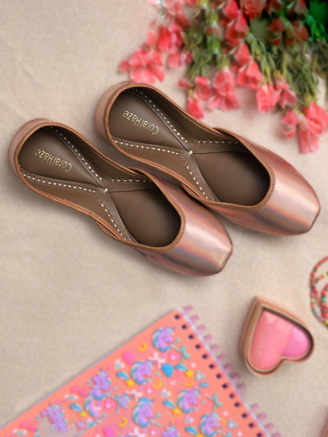 coral haze women rose gold mojaris flats