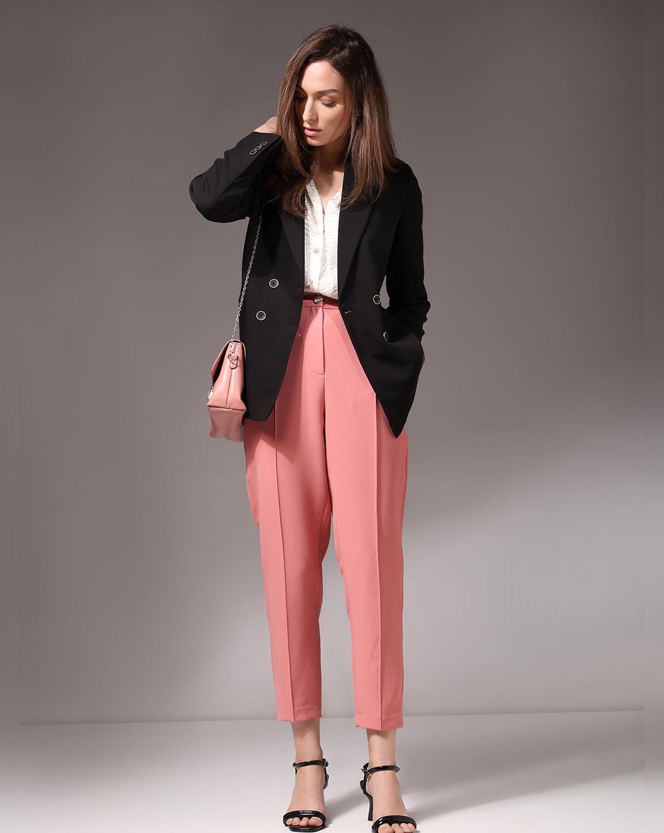 coral high rise straight fit pants