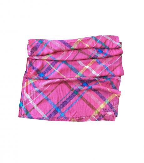 coral multi-color tattersall plaid scarf