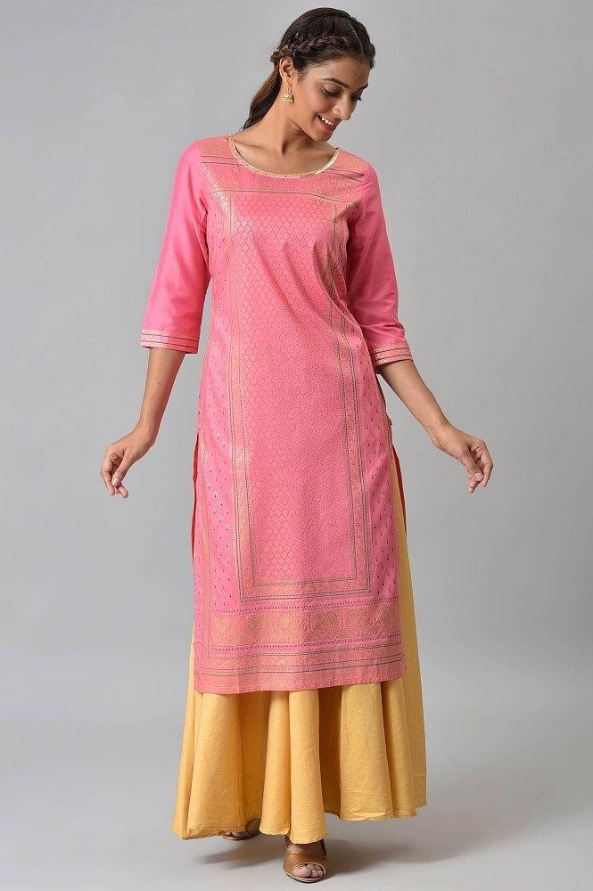 coral pink sequined kurta