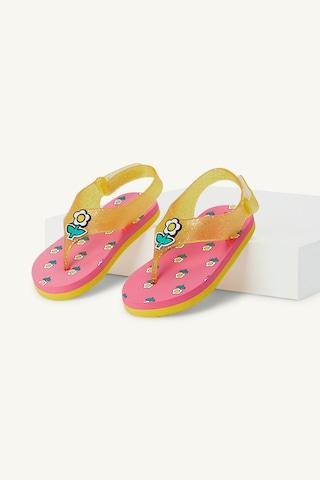 coral printeded casual girls flip flops