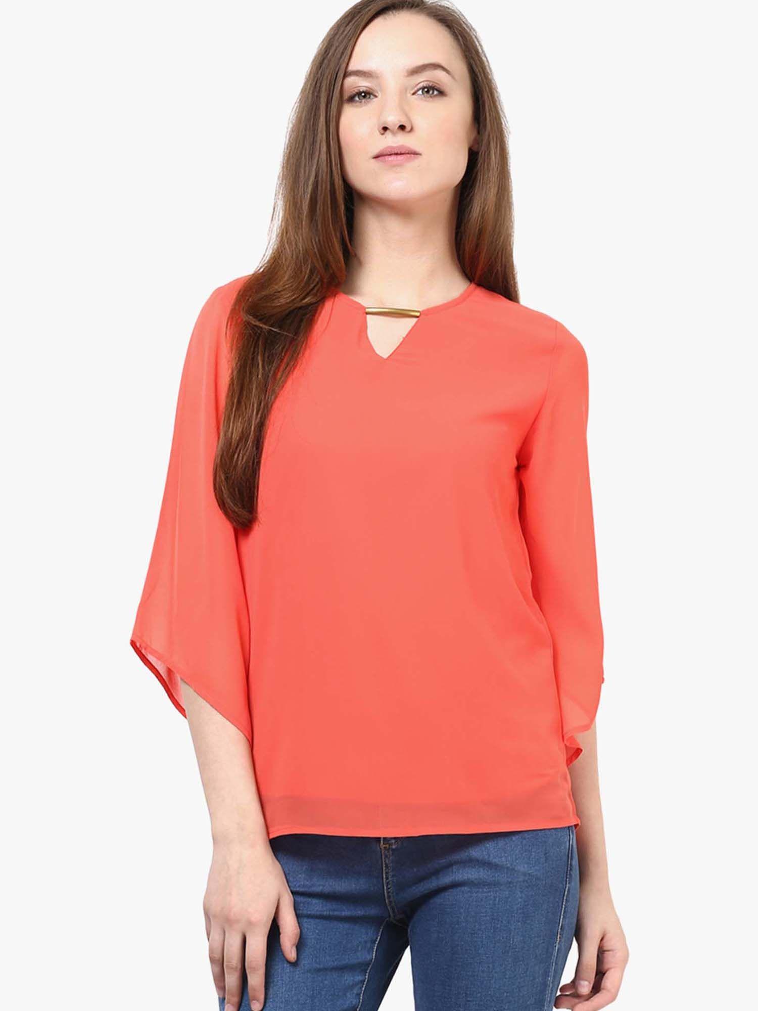 coral red solid top