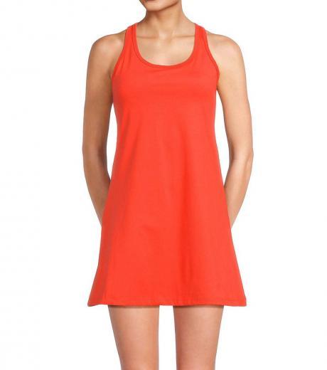 coral sleeveless solid mini dress