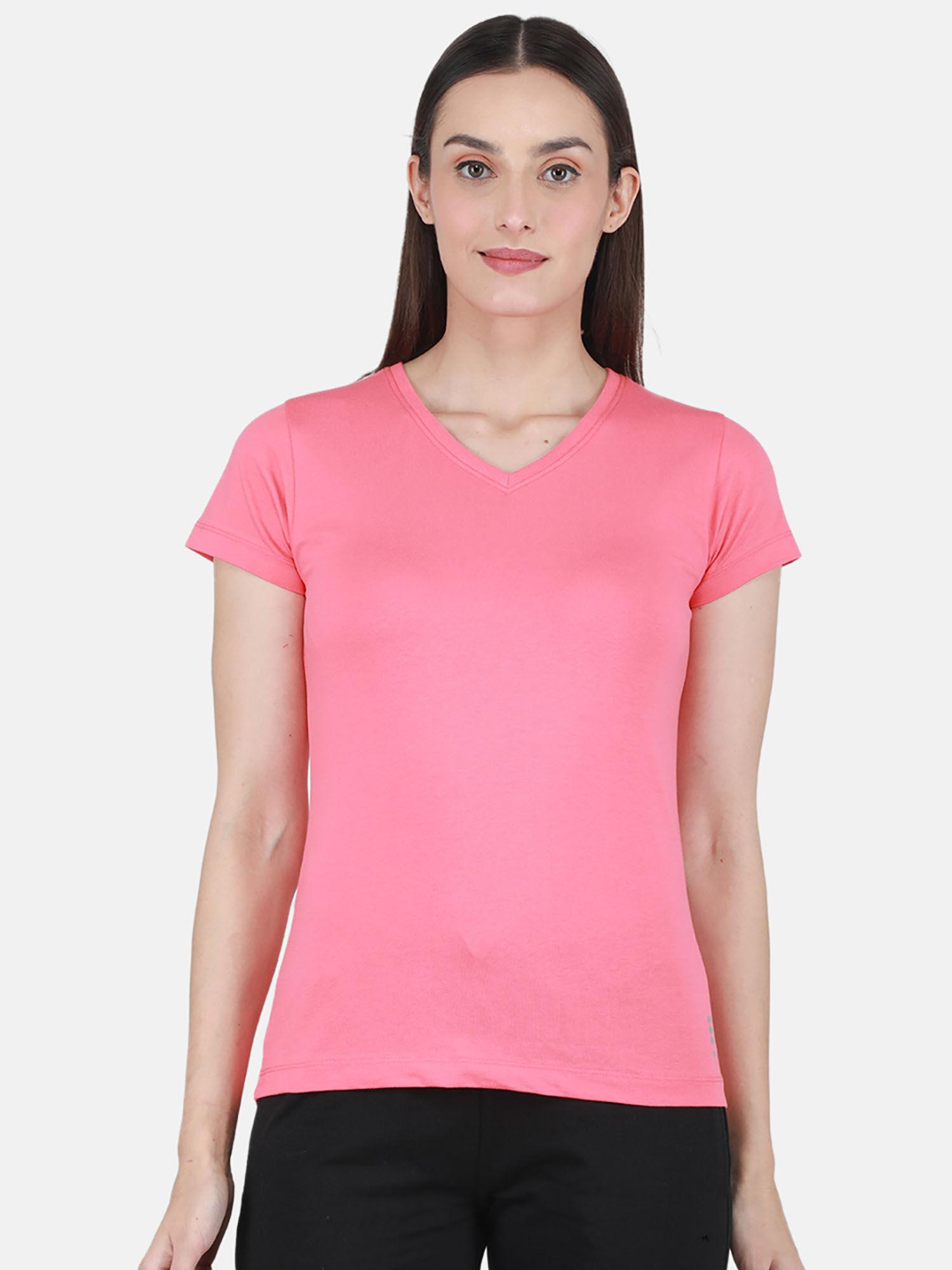 coral solid v neck top