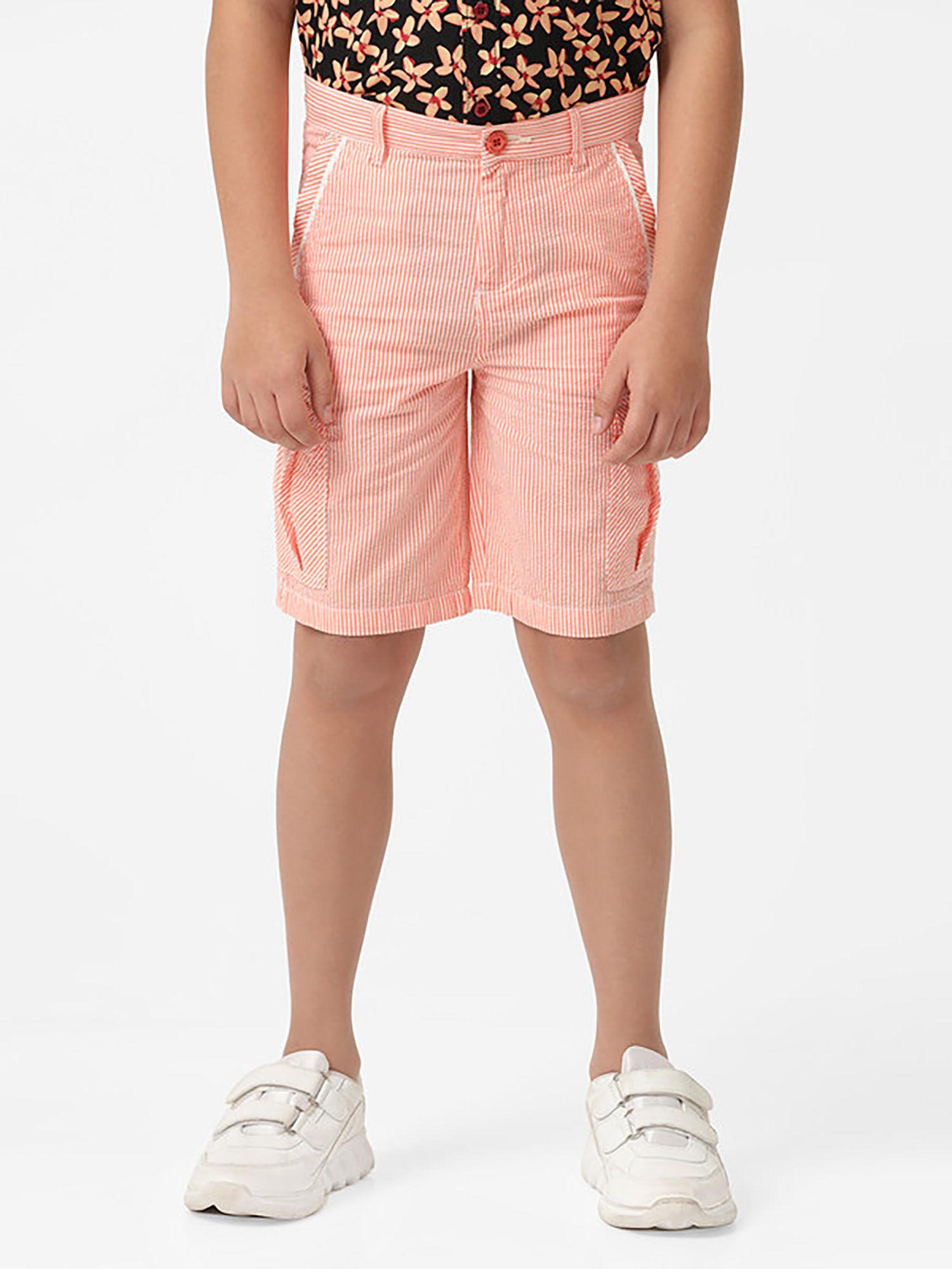 coral stripes boys shorts