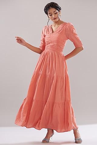 coral sushi voile dress