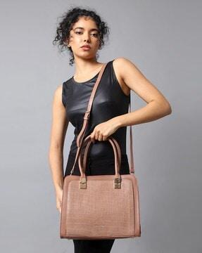 corc-embossed shoulder bag with detachable strap