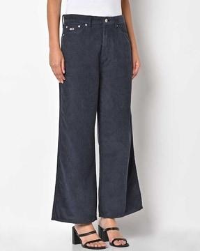cord claire ribbed wide leg pants