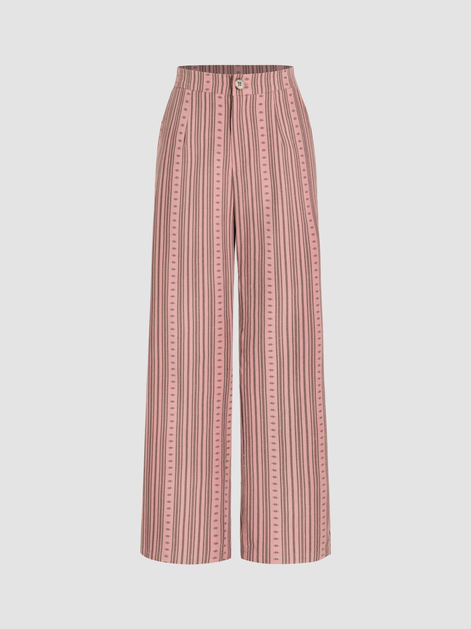 corduroy mid waist striped wide leg trousers