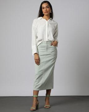 corduroy midi a-line skirt