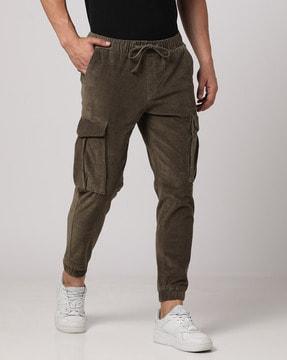 corduroy regular fit cargo jogger pants