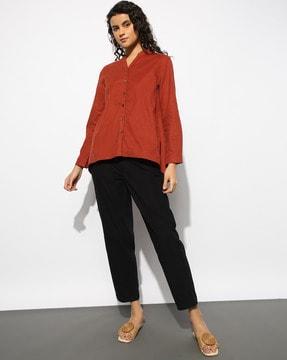 corduroy shirt with button-up placket