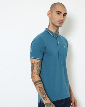 core varsity polo t-shirt with contrast tipping