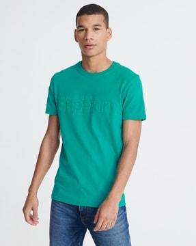 core faux suede slim fit crew-neck t-shirt