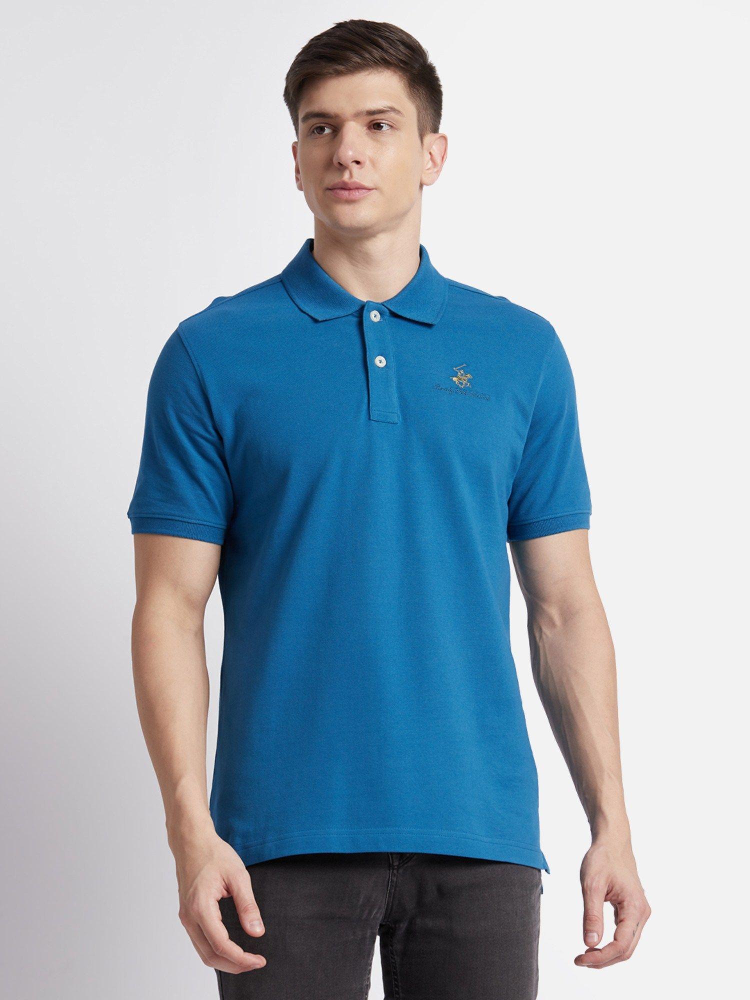 core pique blue polo t-shirt