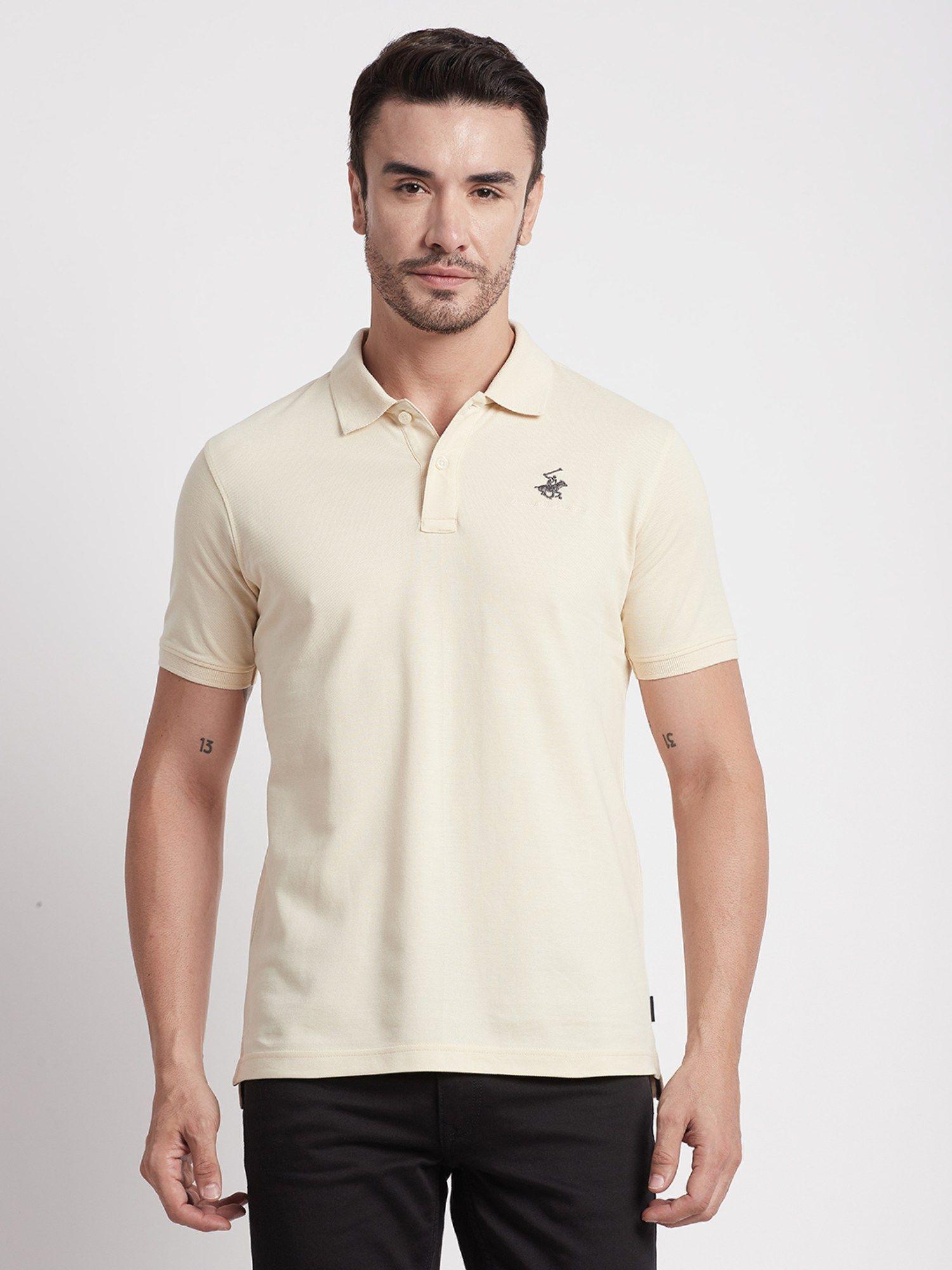 core pique cream polo t-shirt