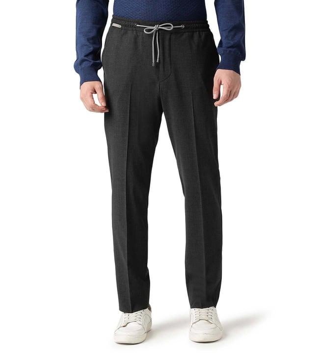 corneliani black contemporary fit trousers