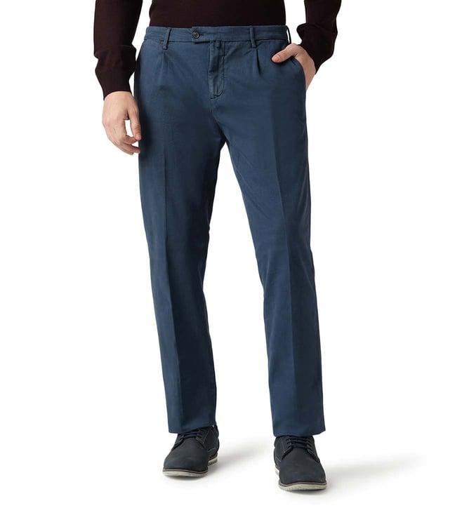 corneliani blue contemporary fit trousers