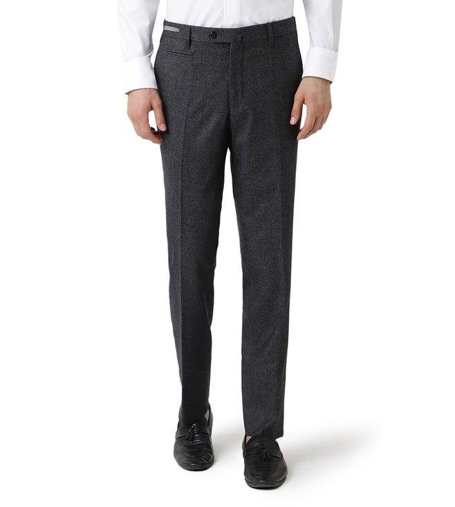 corneliani dark grey flannel regular fit flat front trousers