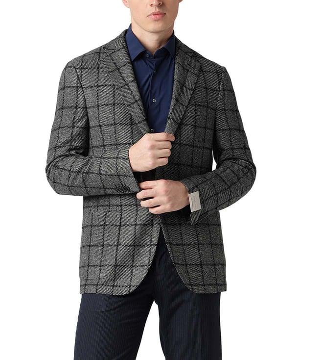 corneliani grey & black checks comfort fit blazer