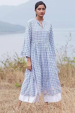 cornflower blue checkered tunic set