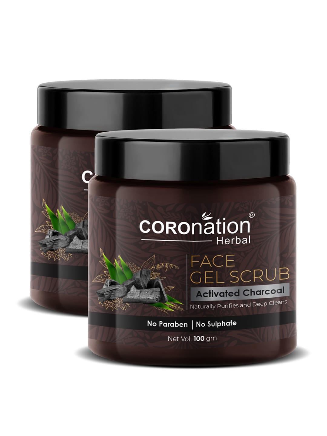 coronation herbal set of 2 activated charcoal face gel scrub 100 g each
