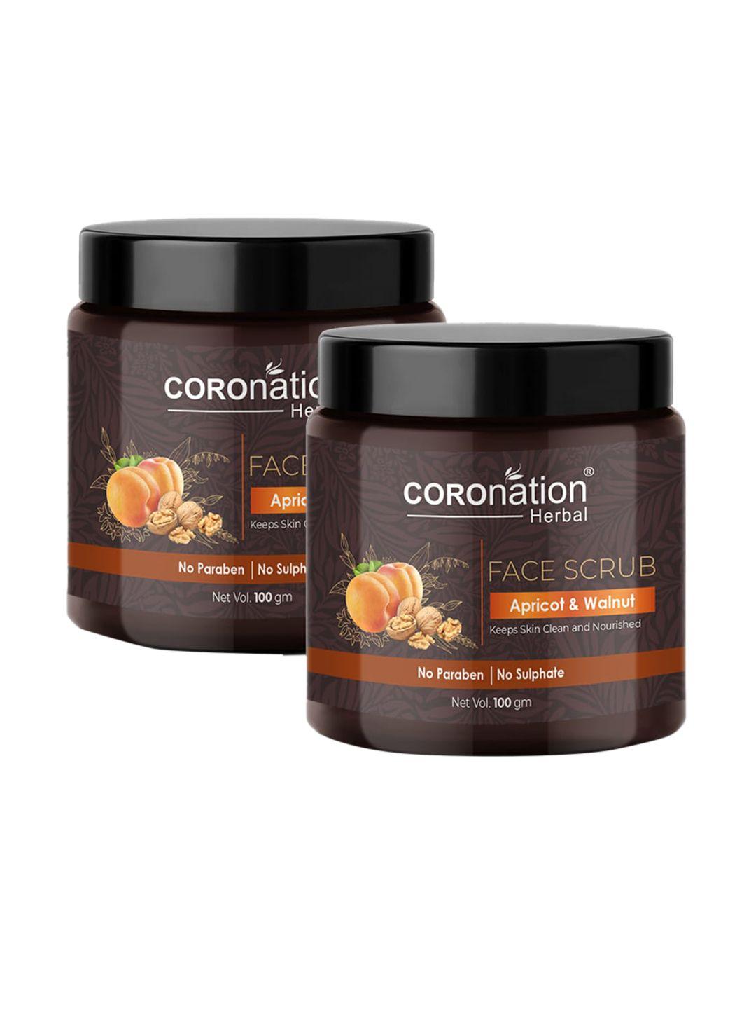 coronation herbal set of 2 apricot & walnut face scrub with sunflower oil - 100g each