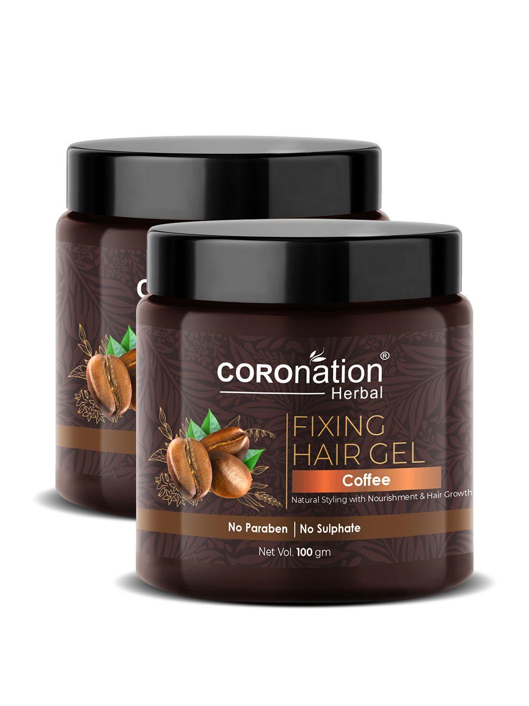 coronation herbal set of 2 coffee fixing hair gel with vegetable glycerin 100 g each