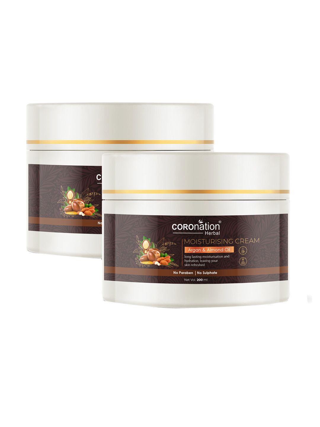 coronation herbal set of 2 argan & almond oil moisturising cream 200 ml each