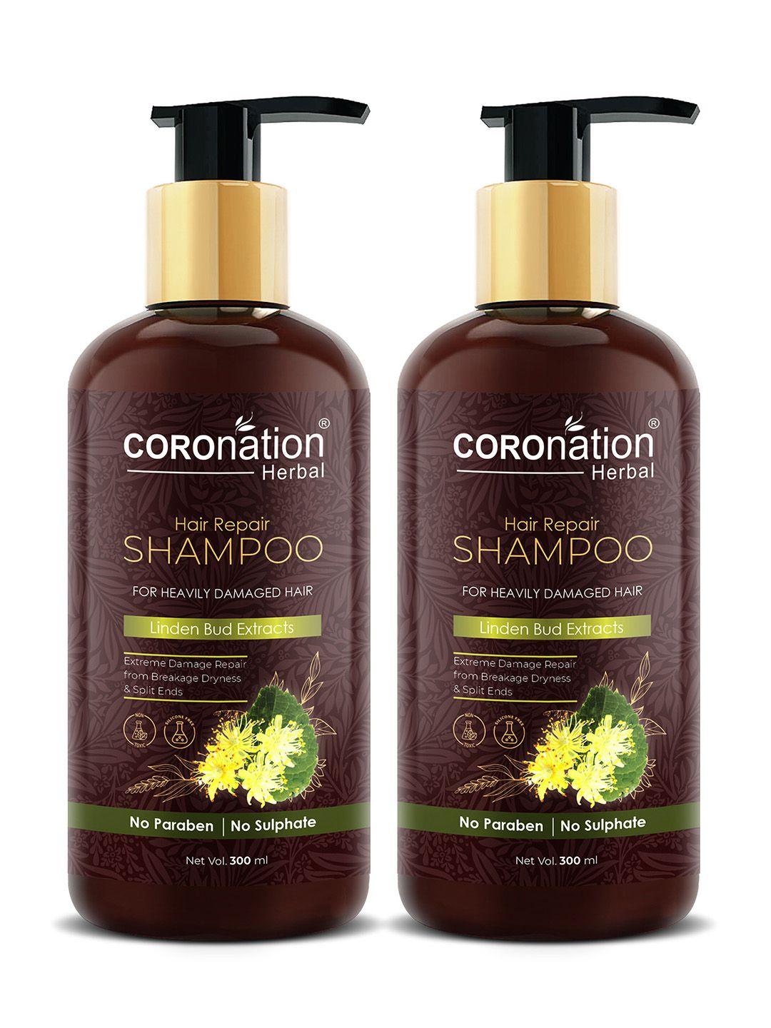 coronation herbal set of 2 linden bud extracts hair repair shampoo 300 ml each