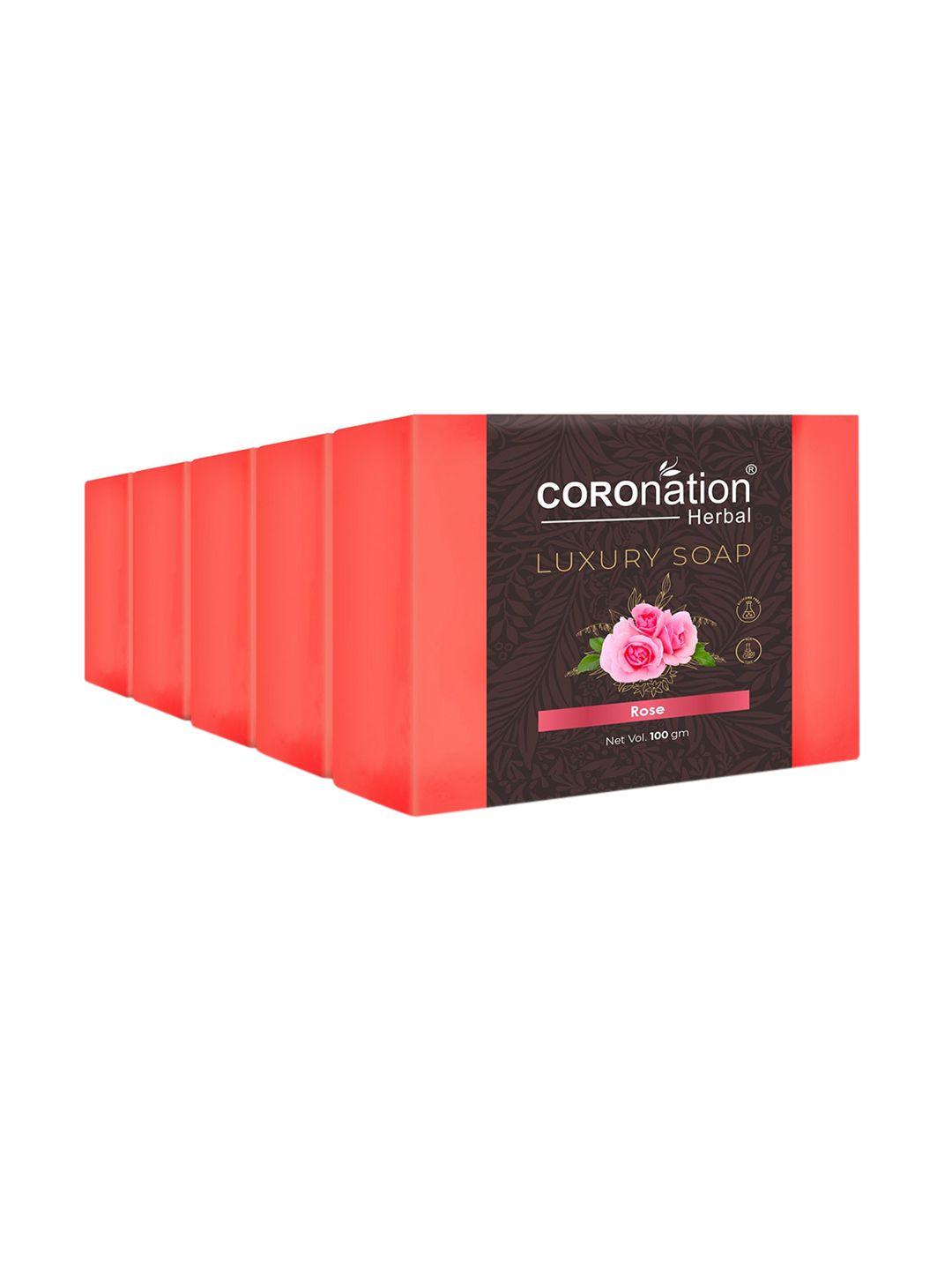 coronation herbal set of 5 rose luxury soaps - 100g each