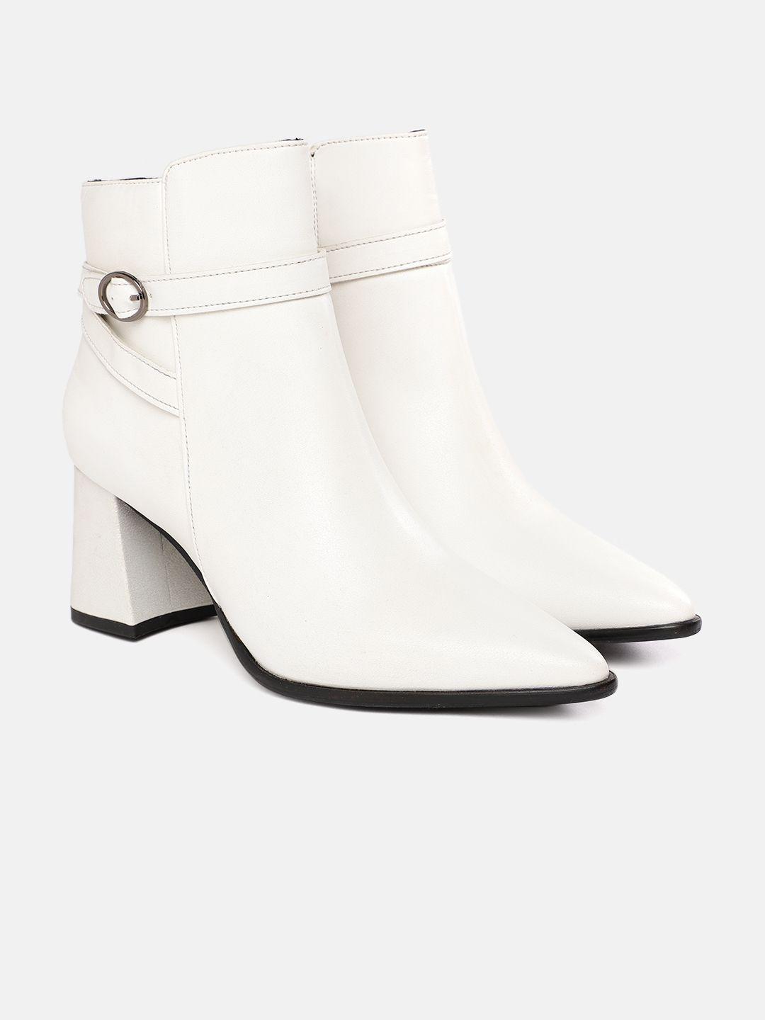 corsica white mid-top block heeled boots
