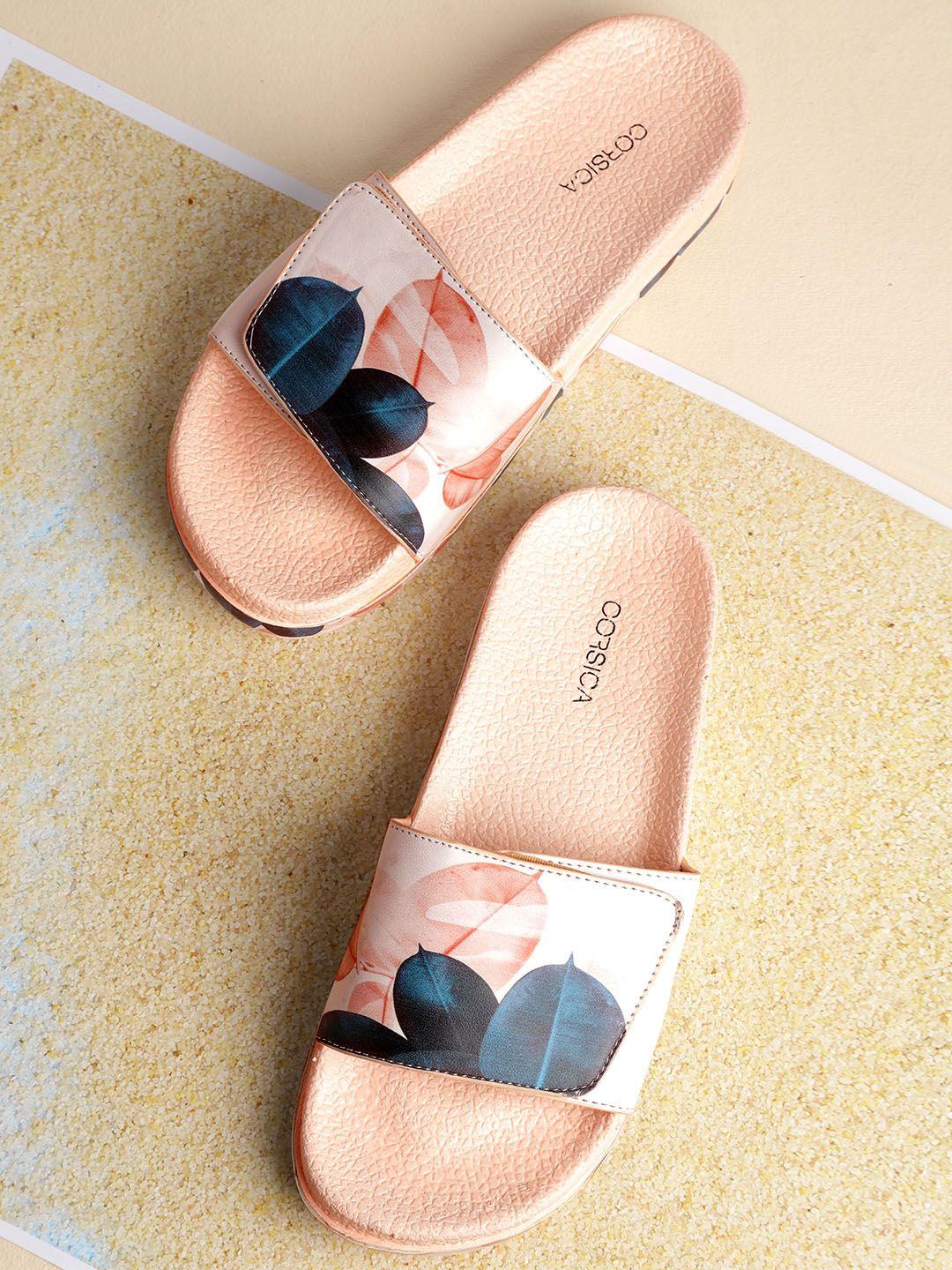 corsica women off-white & pink floral print sliders