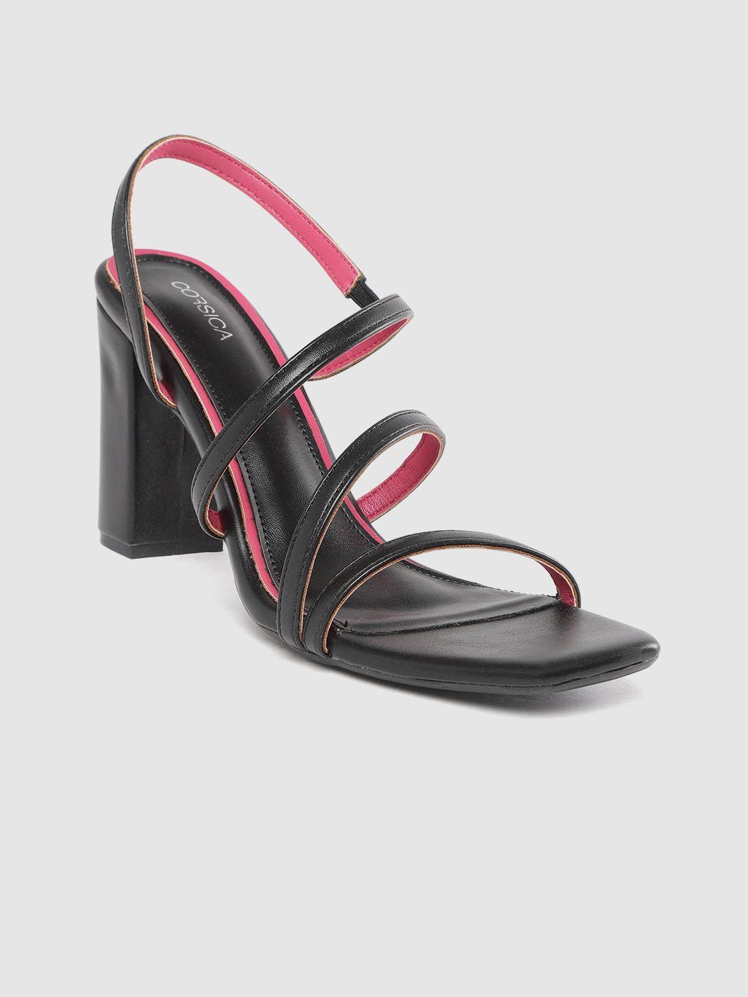 corsica women black solid strappy block heels