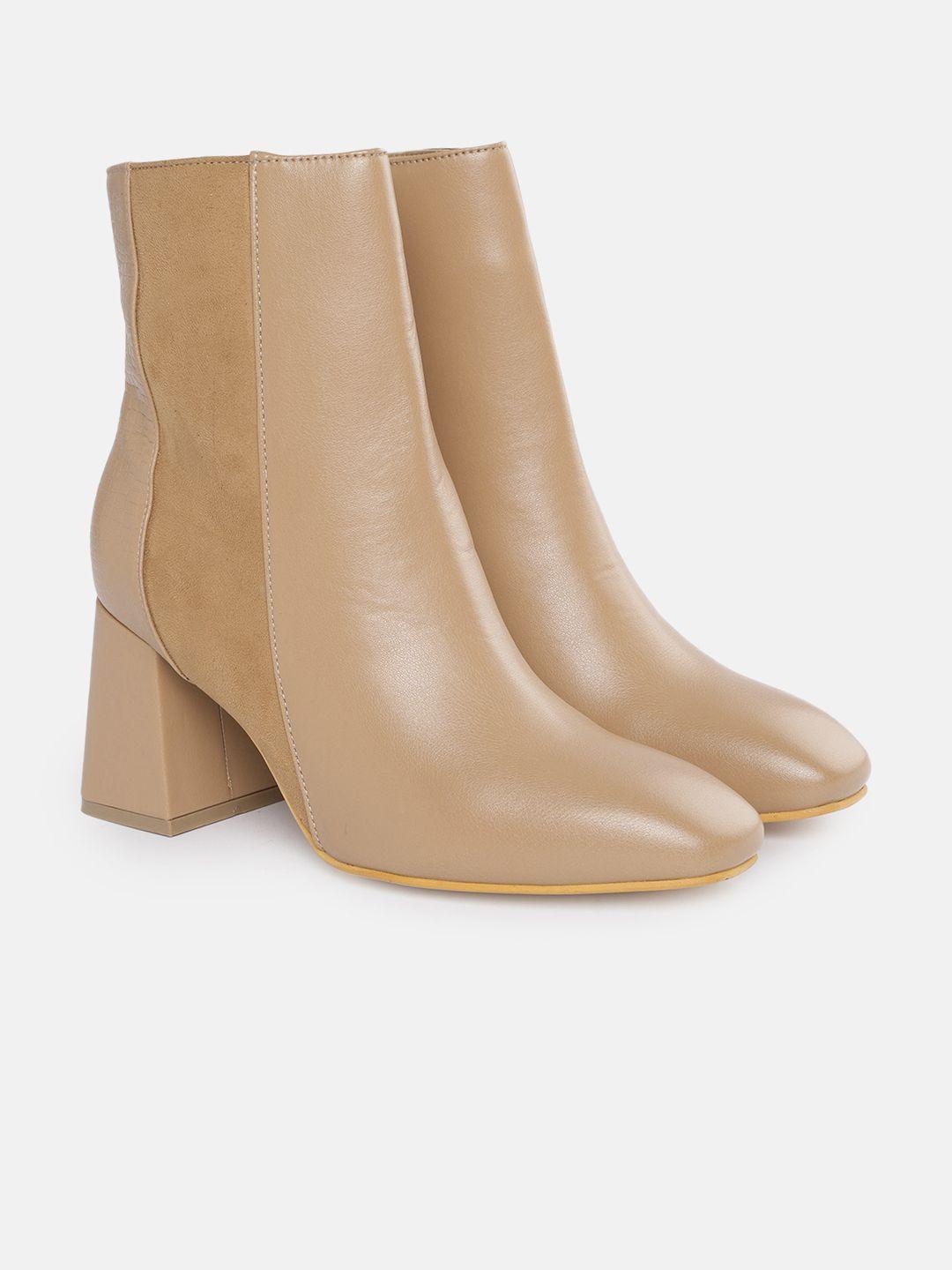 corsica women nude-coloured solid mid-top block heel boots