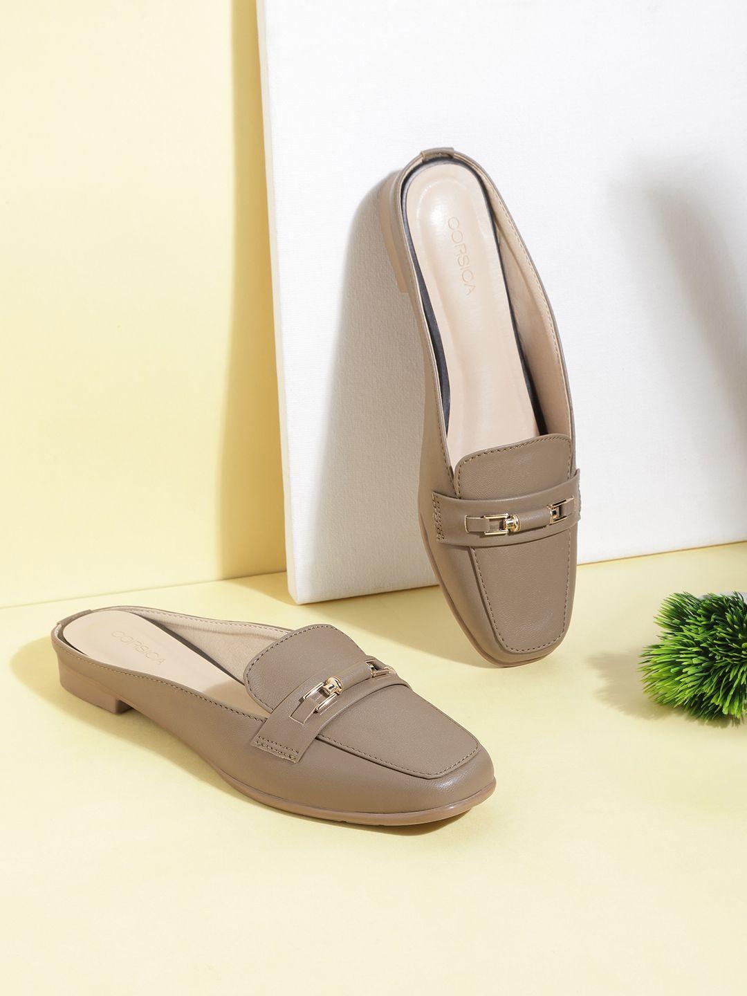 corsica women taupe solid mules