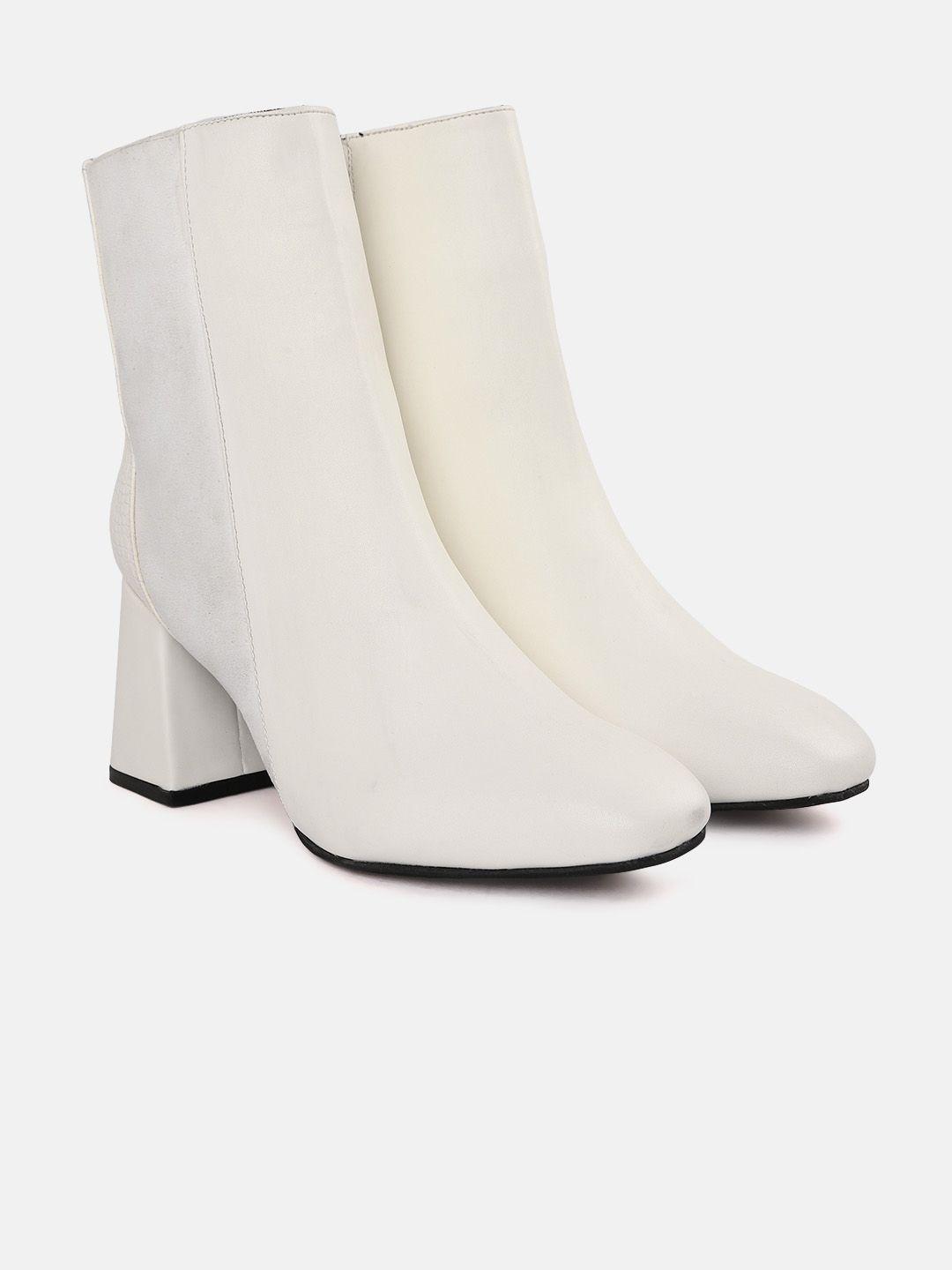 corsica women white solid mid-top block heel regular boots