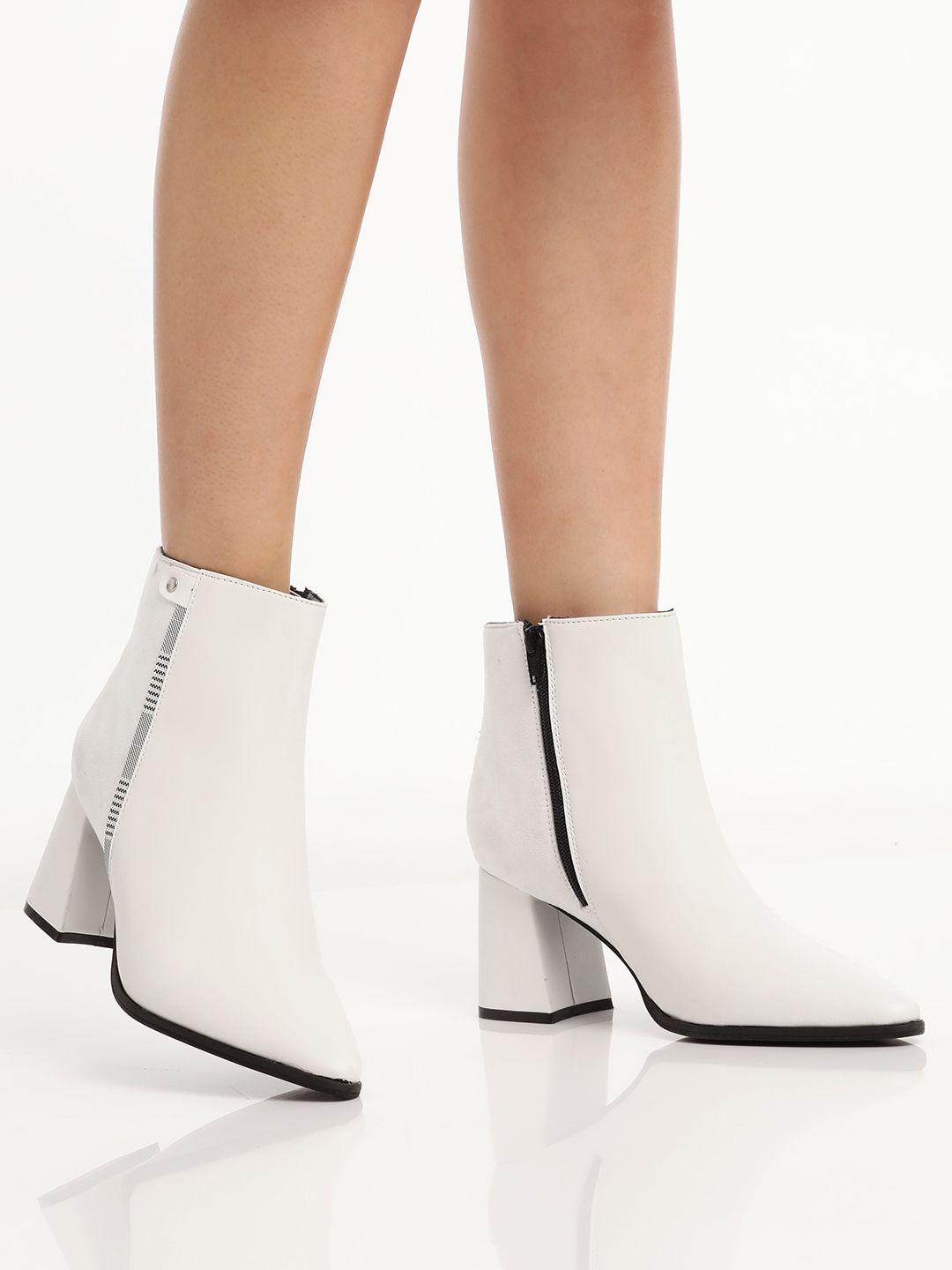 corsica women white solid regular mid-top pointed toe boots