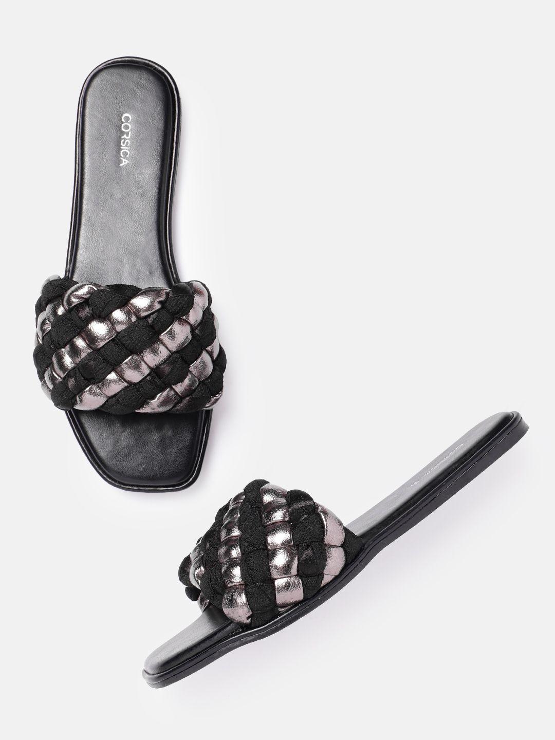 corsica women woven design open toe flats