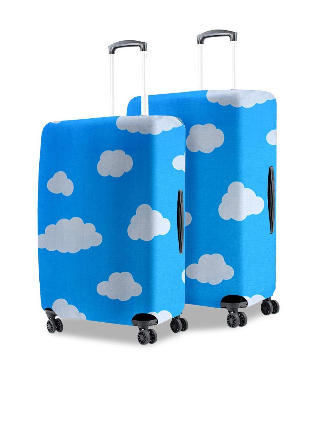 cortina set of 2 blue & white printed trolley bag cover
