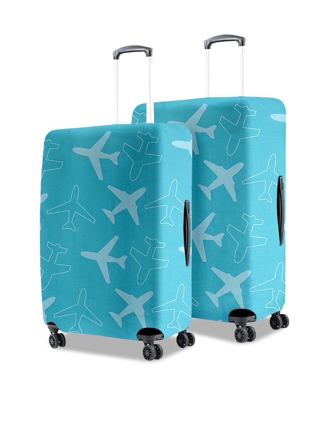 cortina set of 2 blue printed trolley bag cover