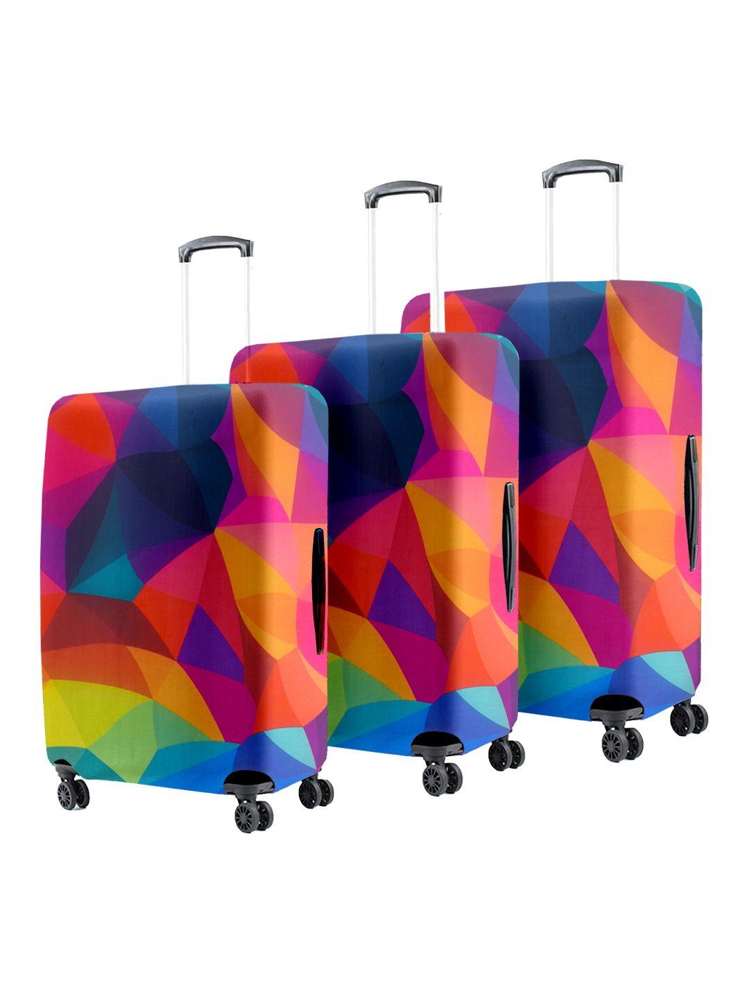 cortina set of 3 geometric printed protective trolley bag covers