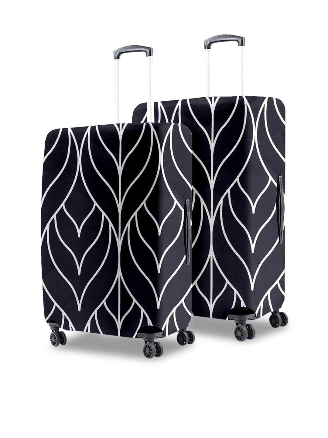 cortina black printed set of 2 trolley bag cover