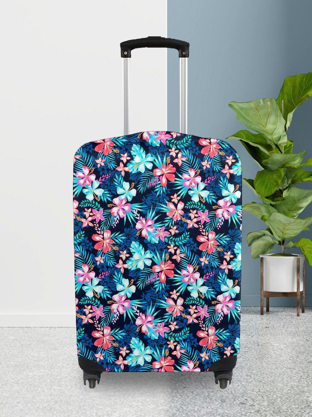 cortina blue and pink floral printed protective large trolley bag cover